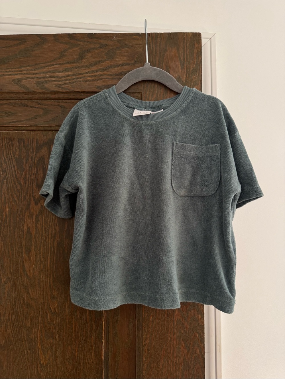 Zara Kids Short Sleeve Terry Cloth Pocket Tee -  Green